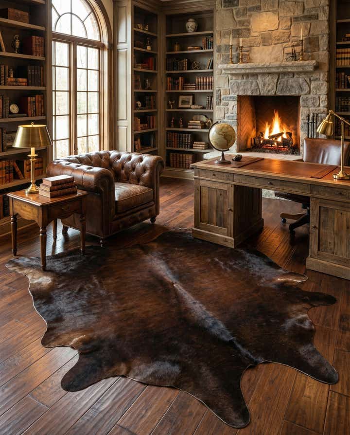 5' 11 x 6' 8 Cowhide Leather Freeform Rug