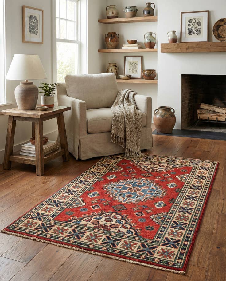 Detail image of 2' 8 x 4' 3 Hand Knotted Kazak Rug