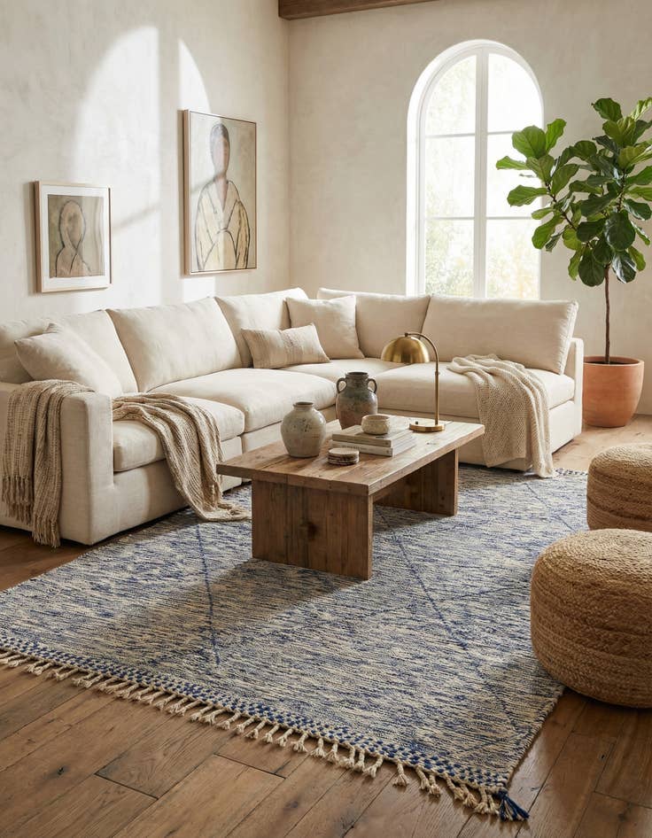 Detail image of 6' 10 x 9' 5  Hand Knotted Moroccan Wool Rug