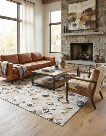 5' x 8' Cowhide Leather Rug