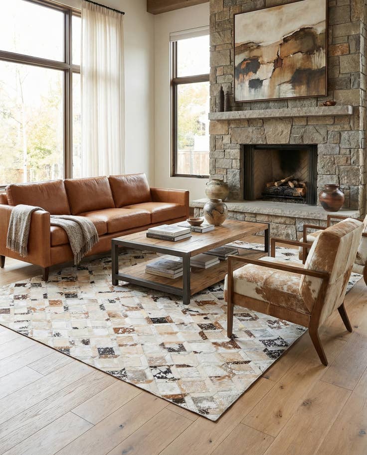 Detail image of 5' x 8' Cowhide Leather Rug