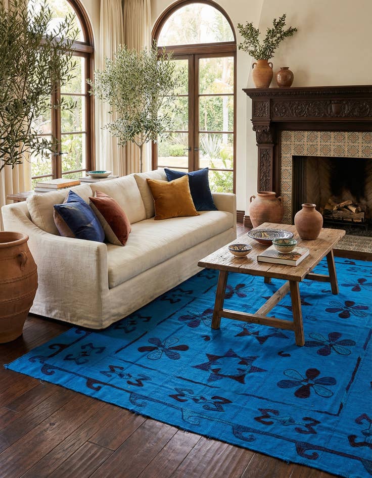 Detail image of 5' 10 x 7' 2  Hand Woven Kilim Suzani Wool Rug