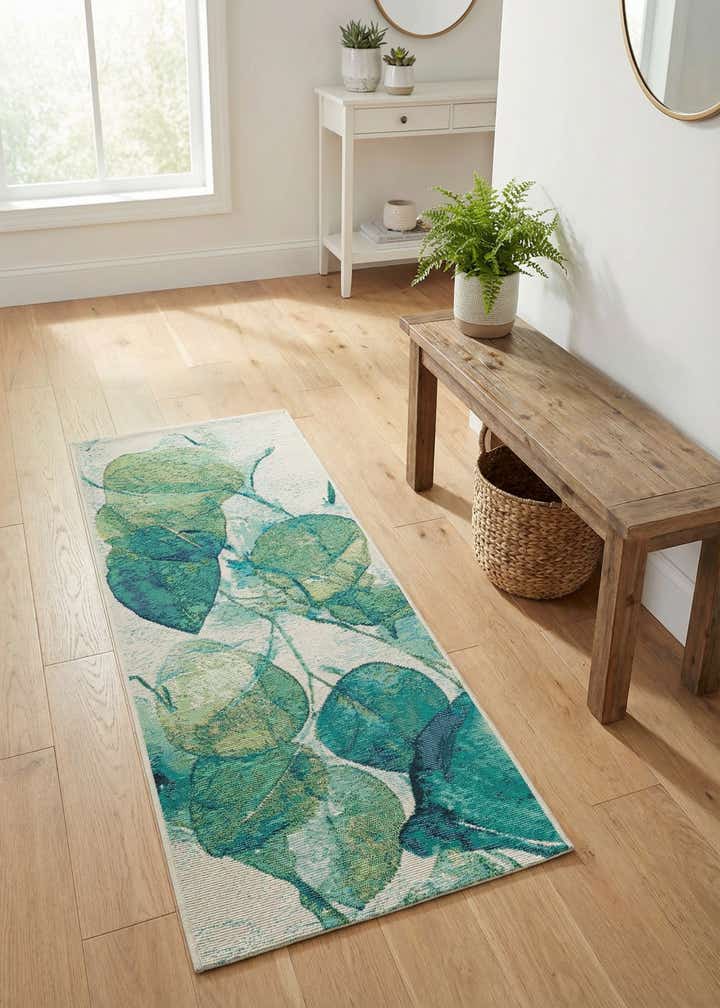 2' x 4' Easy-Clean Botanical Indoor / Outdoor Runner Rug