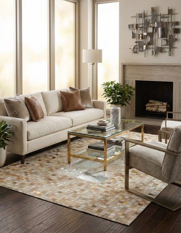 5' 1 x 8' Cowhide Leather Rug
