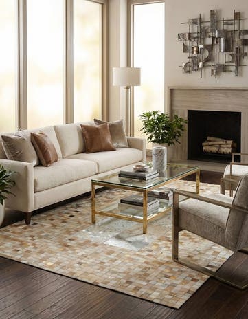 5' 1 x 8' Cowhide Leather Rug
