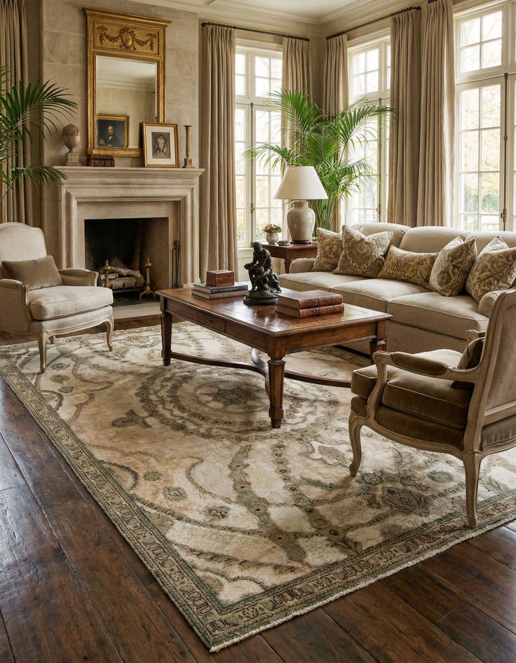 Detail image of 6' 1 x 9' 3  Hand Knotted Vintage Royal Persian Wool Rug