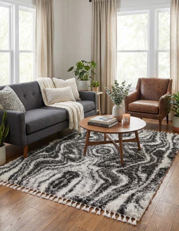 Black and White Athena Shag Rug