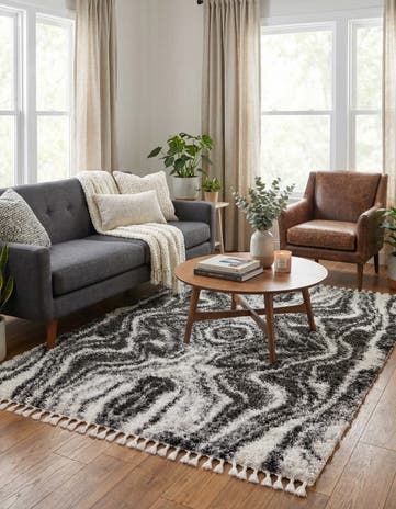 Black and White Athena Shag Rug