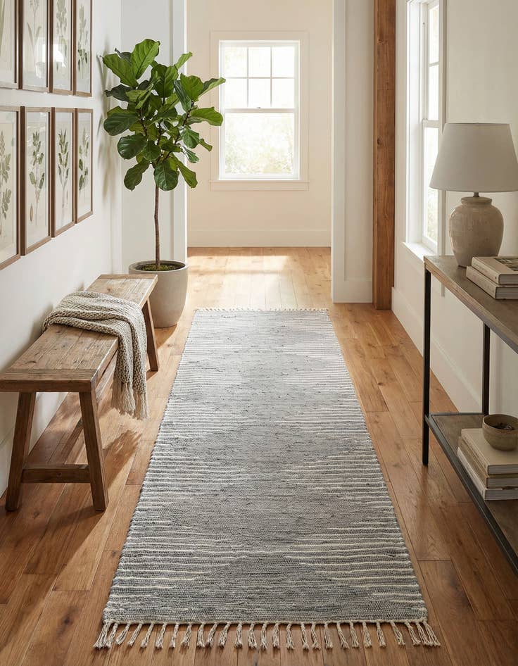 Detail image of  2' 11 x 16' 1  Hand Woven Chindi Cotton Runner Rug