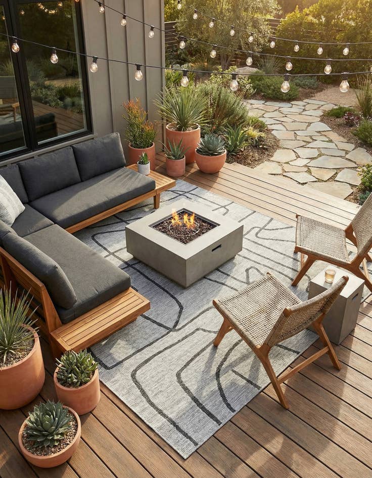 Detail image of 10' x 10'  Washable Modern Indoor / Outdoor Square Rug