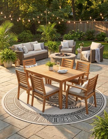 10' x 10' Easy-Clean Traditional Indoor / Outdoor Round Rug