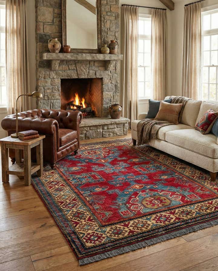 5' 2 x 6' 5 Hand Knotted Kazak Wool Rug