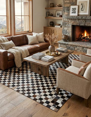5' 1 x 8' 2 Cowhide Leather Rug