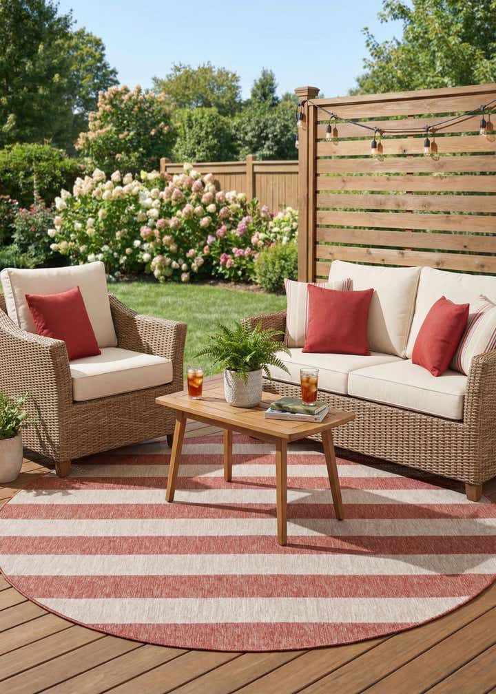 10' x 10' Easy-Clean Ribbon Indoor / Outdoor Round Rug