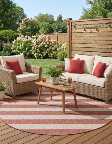 10' x 10' Easy-Clean Ribbon Indoor / Outdoor Round Rug