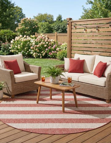 10' x 10' Easy-Clean Ribbon Indoor / Outdoor Round Rug