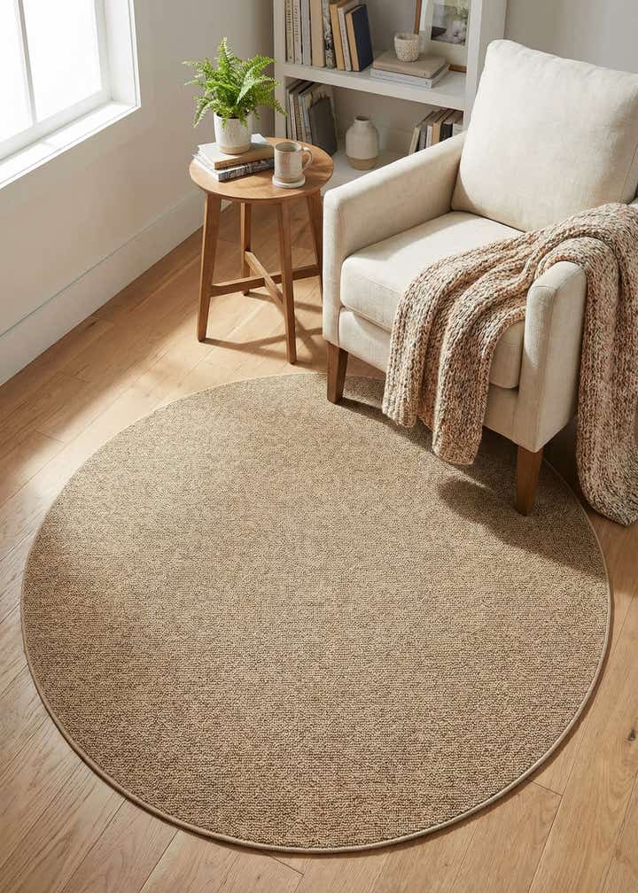 5' 3 x 5' 3 Easy-Clean Solid Indoor / Outdoor Round Rug