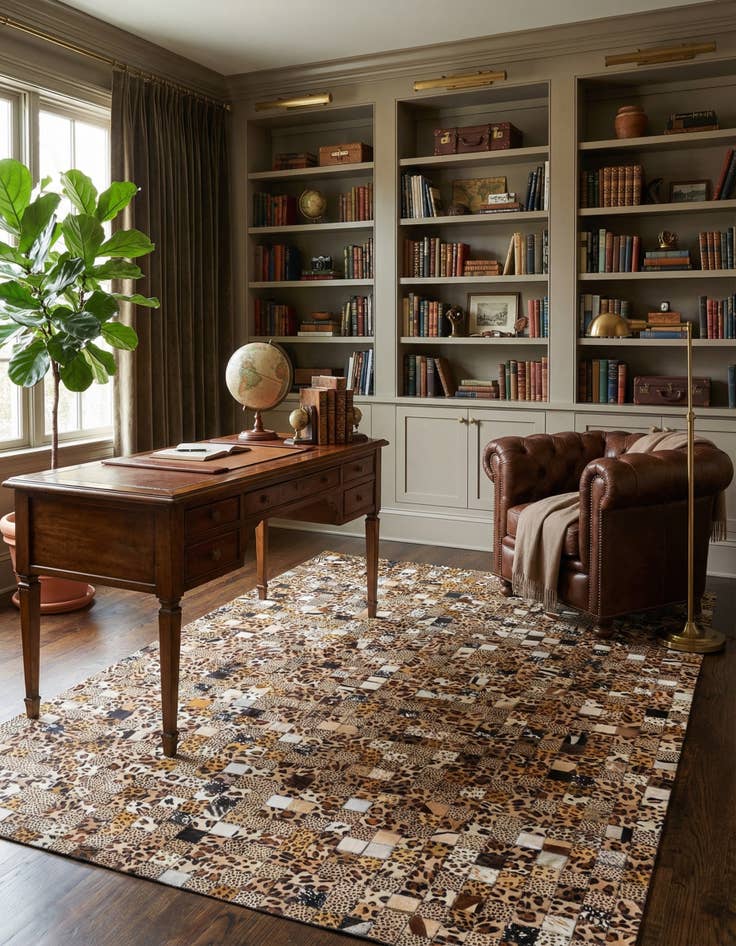 Detail image of 5' 1 x 8' Cowhide Leather Rug