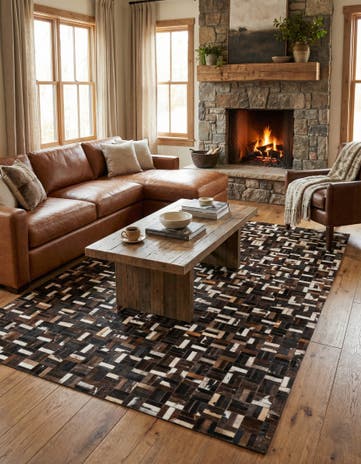 5' x 8' Cowhide Leather Rug