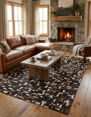 5' x 8' Cowhide Leather Rug