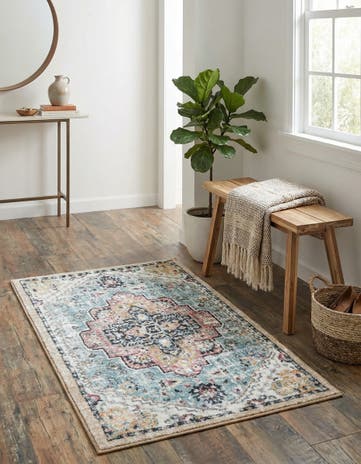 Seaglass Blue and Rose Medina Rug