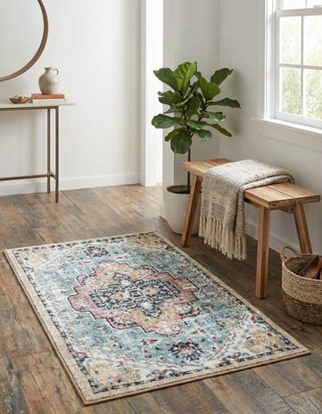 Seaglass Blue and Rose Medina Rug