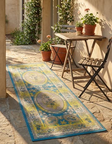 2' 7 x 5' 3 Easy-Clean Traditional Indoor / Outdoor Runner Rug