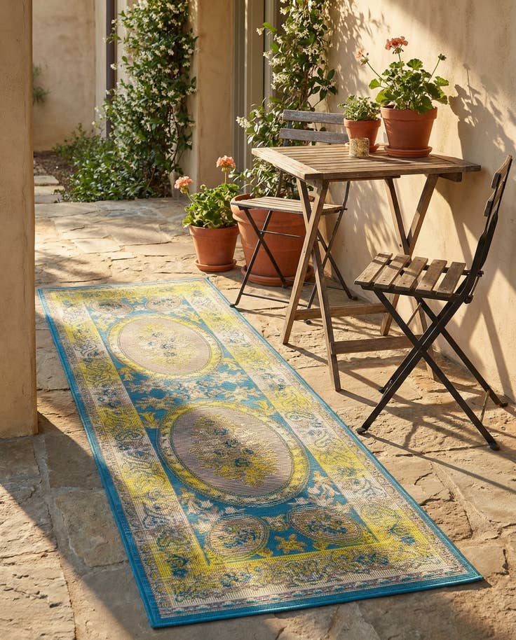 Detail image of 2' 7 x 5' 3 Easy-Clean Traditional Indoor / Outdoor Runner Rug