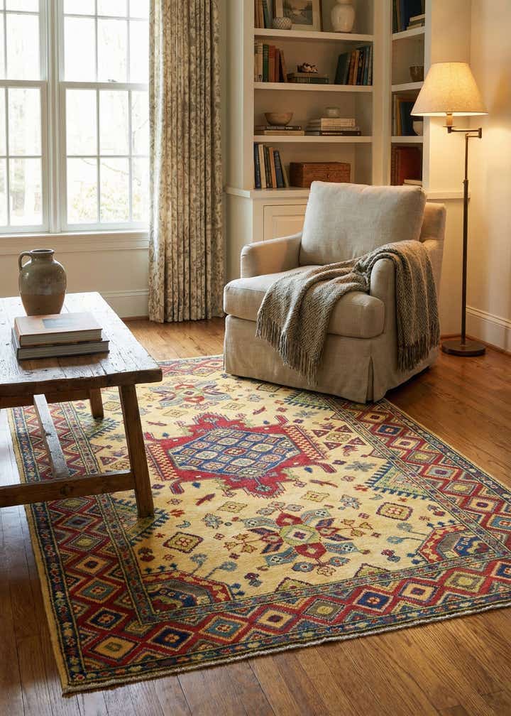4' x 6' 2 Hand Knotted Kazak Rug