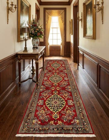 2' 7 x 6' 9 Hand Knotted Qom Persian Runner Rug