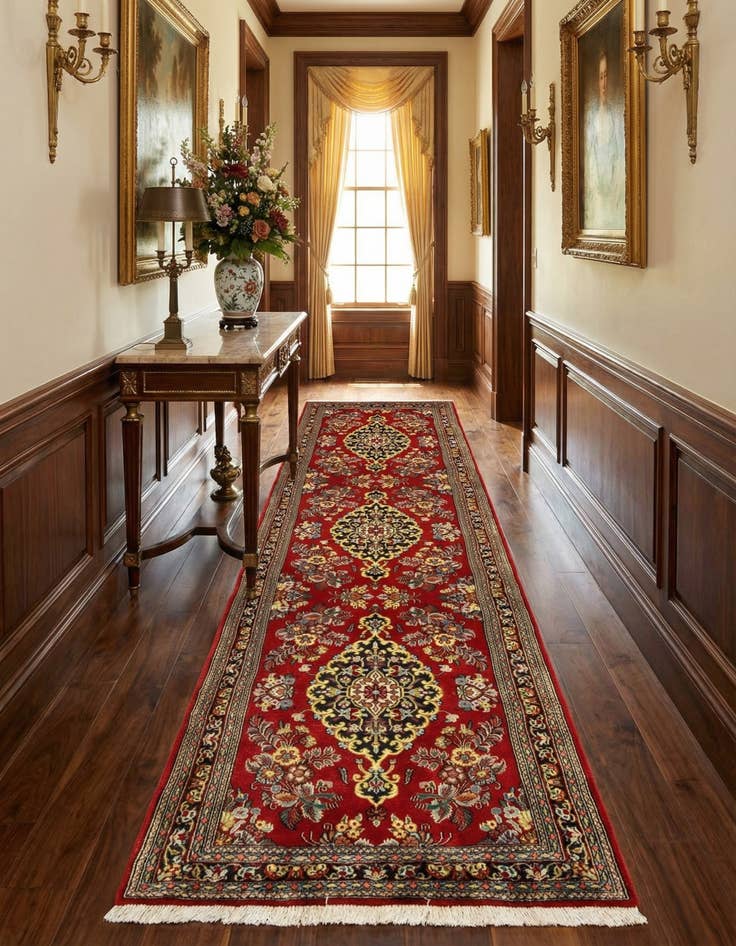 Detail image of  2' 7 x 6' 9  Hand Knotted Qom Persian Runner Rug