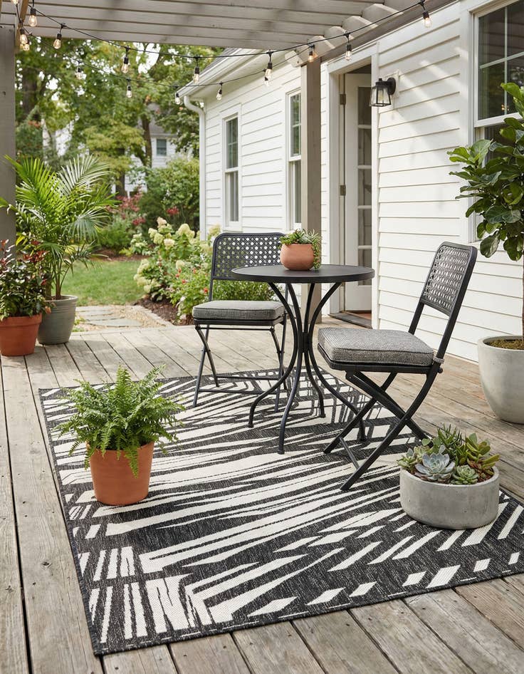 Detail image of 4' x 6'  Washable Modern Indoor / Outdoor Rug