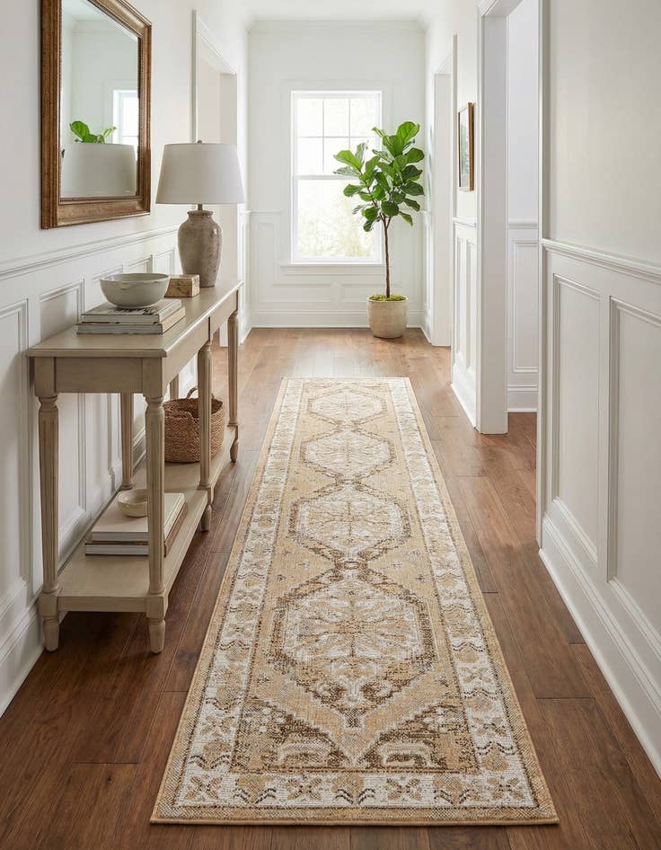 Detail image of 2' 7 x 12'  Washable Traditional Indoor / Outdoor Runner Rug