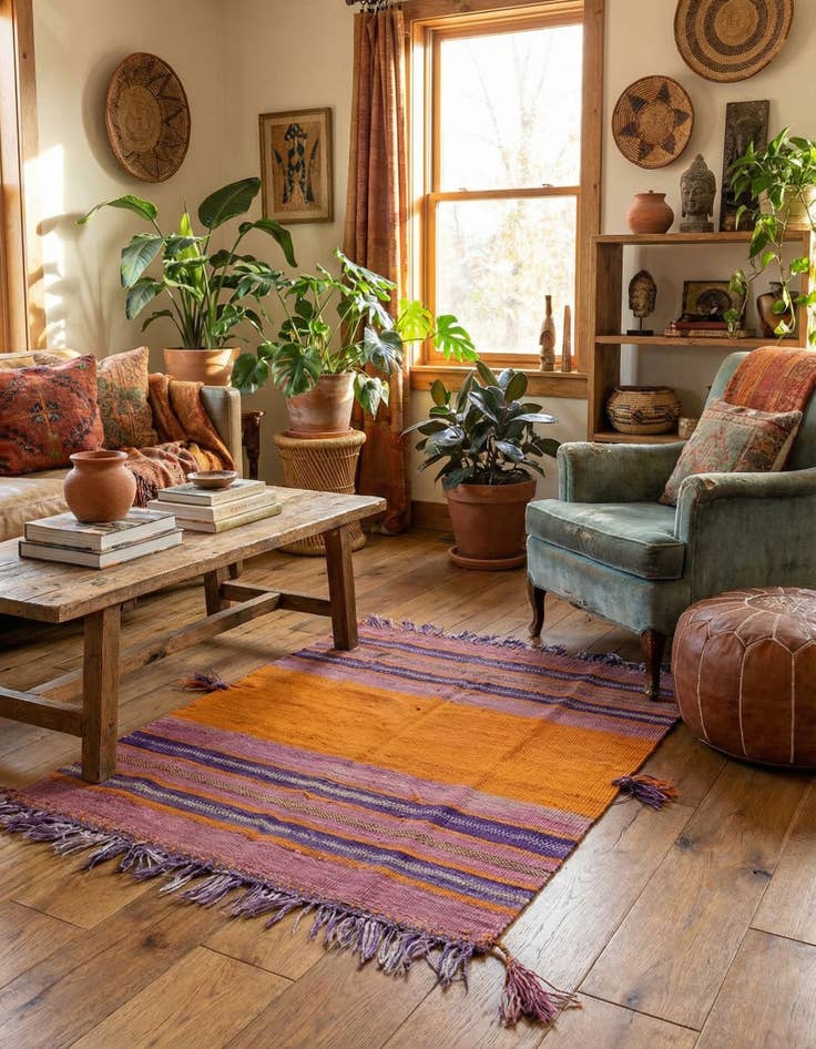 Detail image of 3' 4 x 4' 4  Hand Woven Kilim Fars Wool Rug