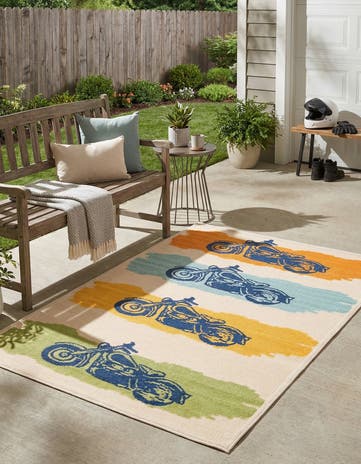 5' 3 x 7' 7 Easy-Clean Indoor / Outdoor Rug