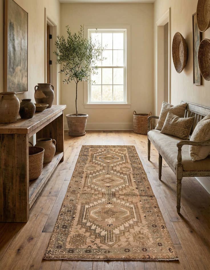 Detail image of 3' 8 x 8' 9 Hand Knotted Meshkin Persian Wool Runner Rug