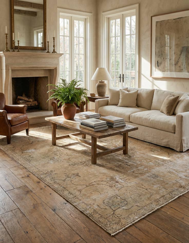 Detail image of 6' x 8' 7  Hand Knotted Ultra Vintage Persian Wool Rug