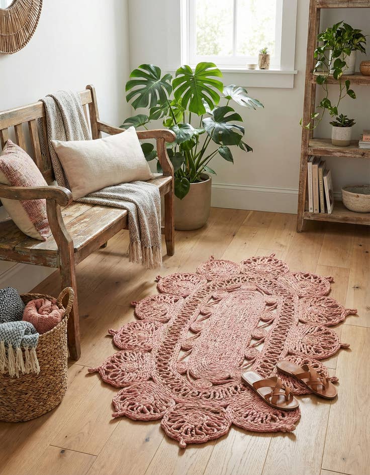 Detail image of  2' x 3' 1  Hand Braided Jute Oval Rug