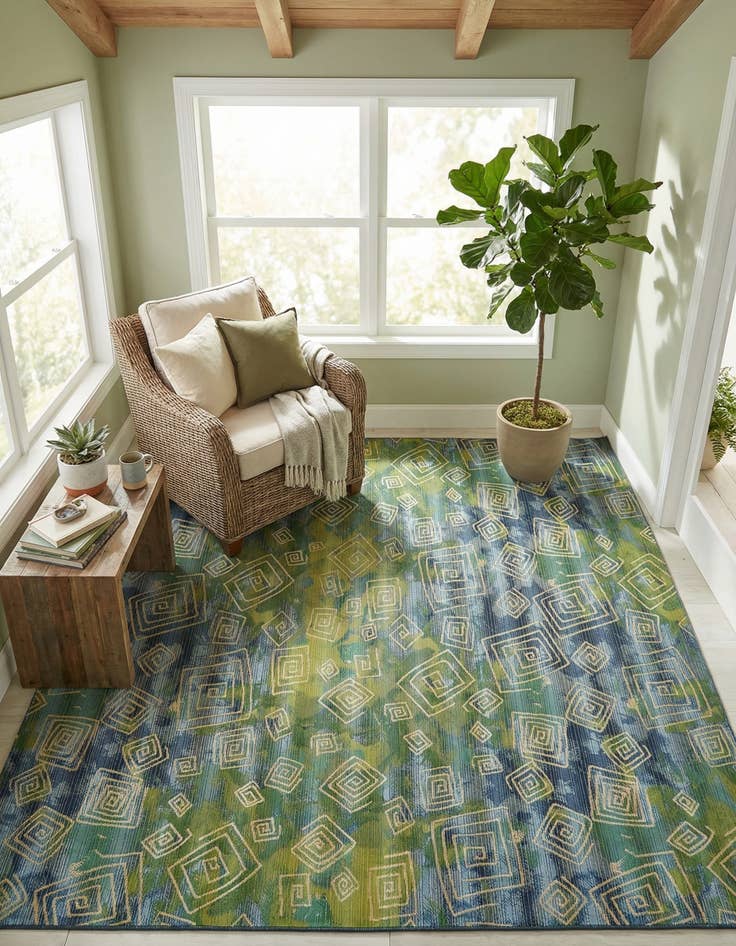 Detail image of 10' x 12' 2  Washable Modern Indoor / Outdoor Rug