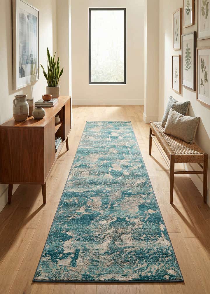 2' 7 x 10' Easy-Clean Modern Indoor / Outdoor Runner Rug