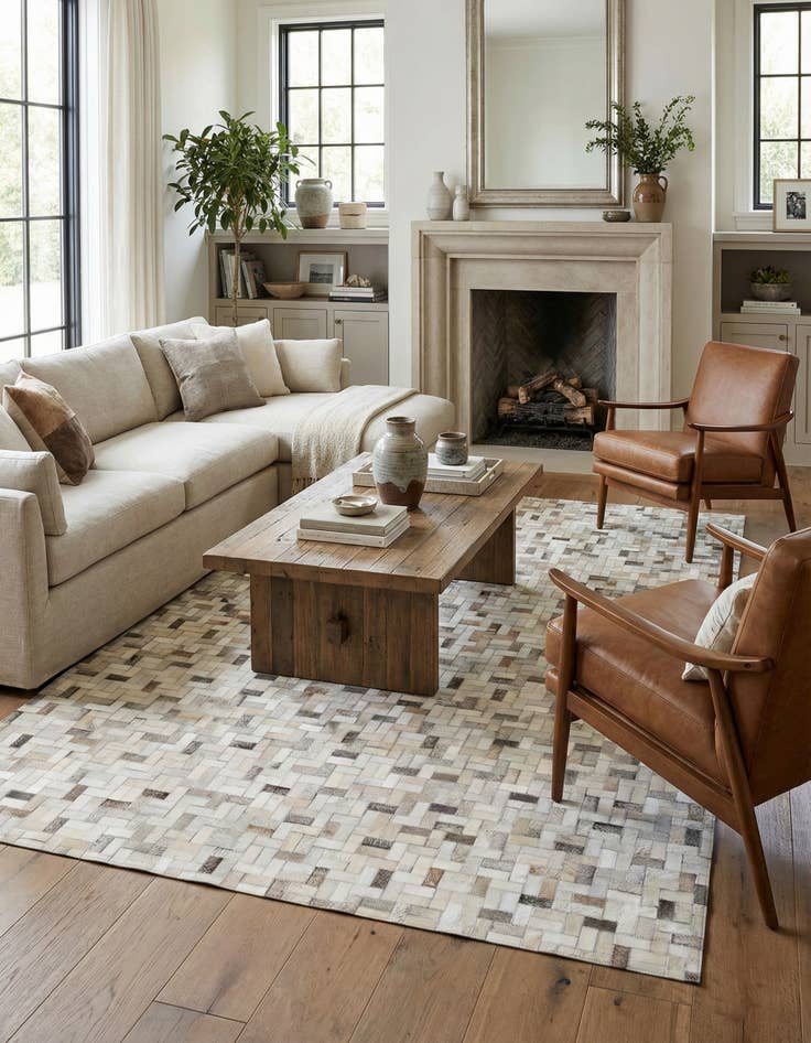 Detail image of 5' 7 x 7' 10 Cowhide Stocks Rug