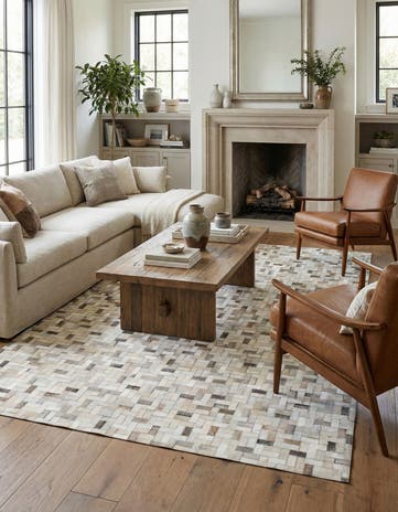 5' 7 x 7' 10 Cowhide Stocks Rug