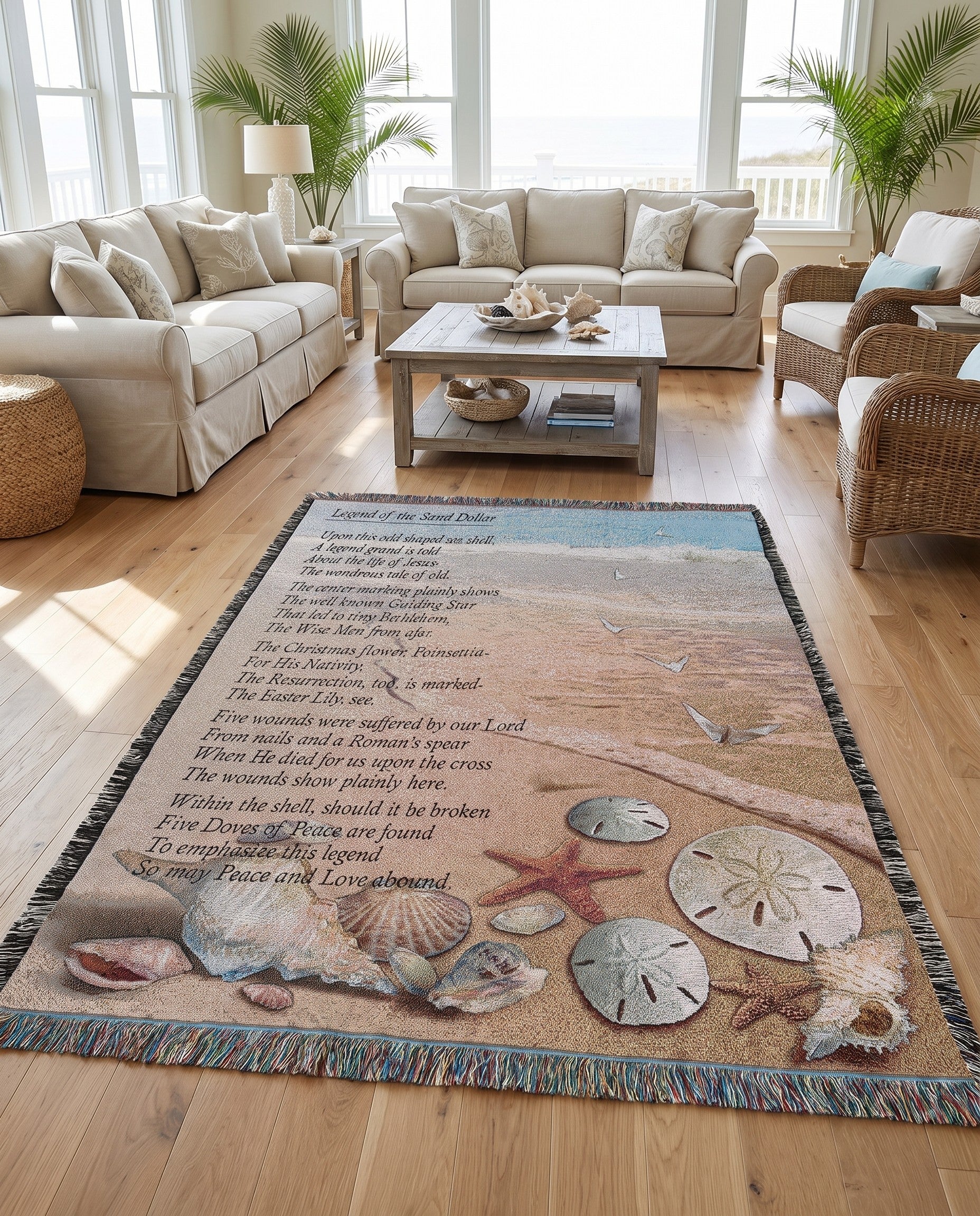 4' 6 x 6' Legend of the Sand Dollar Throw Blanket