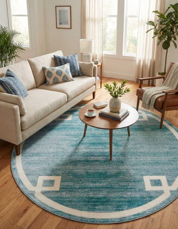 Jill Zarin Turquoise Uptown Lenox Hill Round Rug