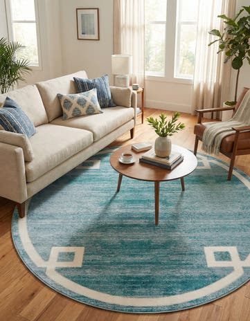 Jill Zarin Turquoise Uptown Lenox Hill Round Rug