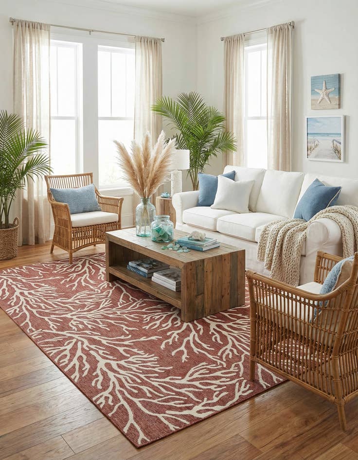 Detail image of  9' x 12'  Washable Coastal Indoor / Outdoor Rug