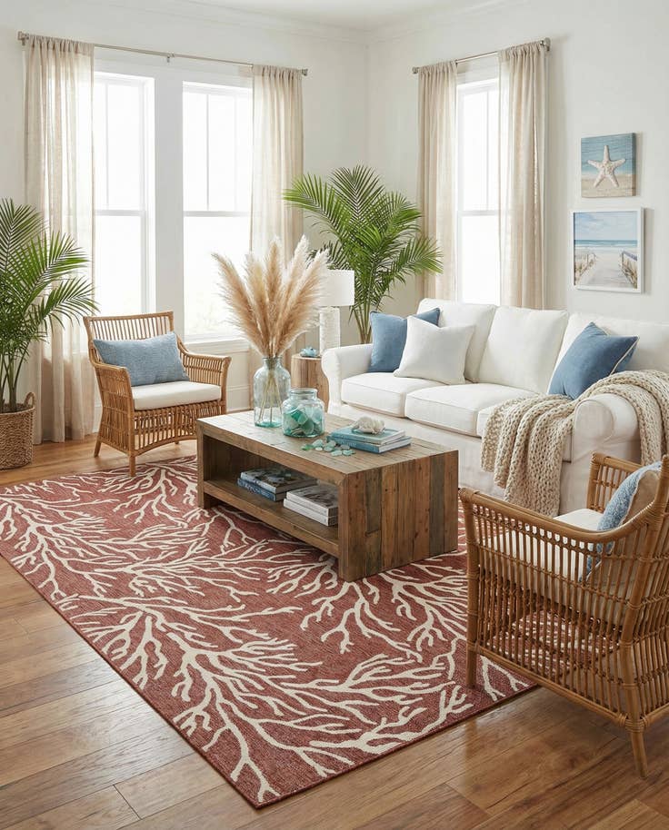 Detail image of 9' x 12' Easy-Clean Coastal Indoor / Outdoor Rug