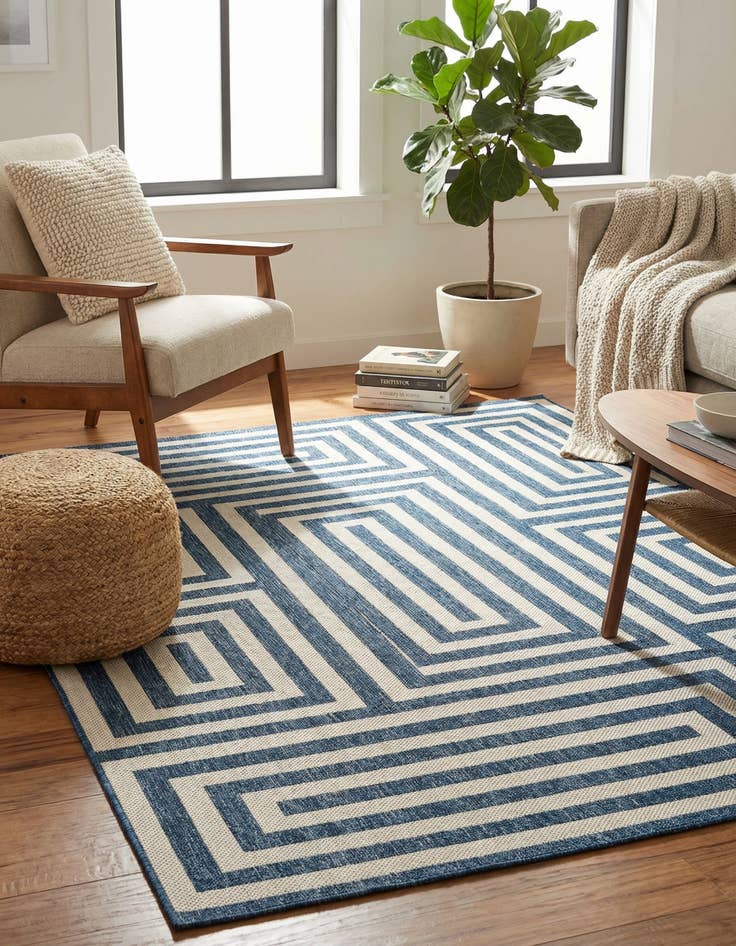 Detail image of 9' x 12'  Washable Modern Indoor / Outdoor Rug