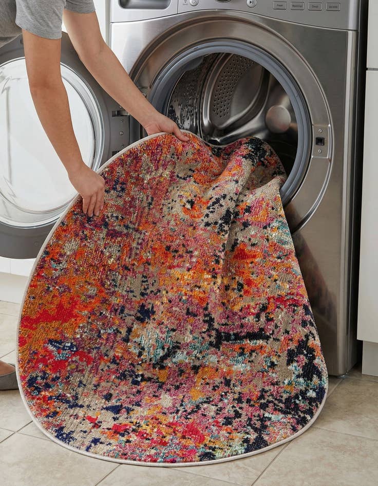 Detail image of  3' 3 x 3' 3  Washable Vivid Round Rug