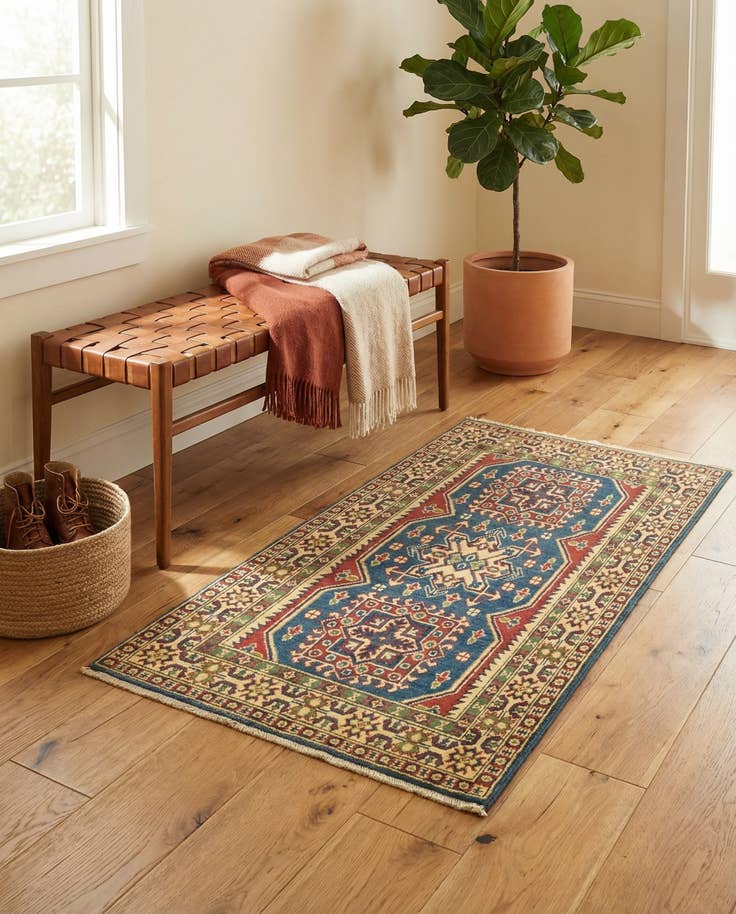 Detail image of 2' 9 x 3' 11 Hand Knotted Kazak Rug